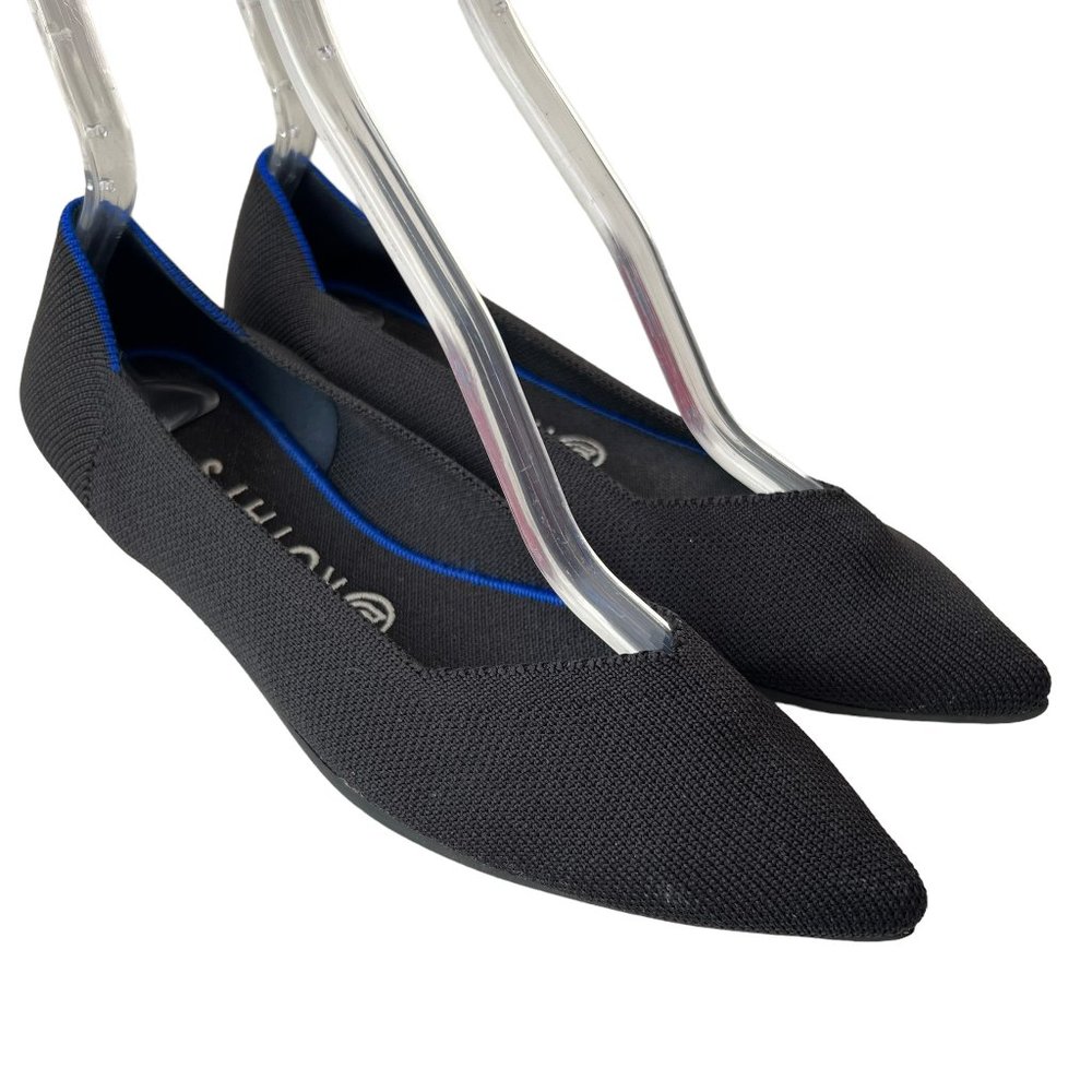 Rothys flats solid black pointed toe pointy slip on shoes The Point